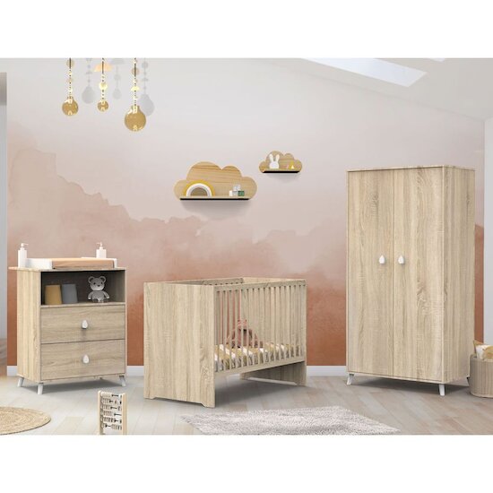 Sauthon Lit bébé Montana Chêne Doré 60x120 cm Sauthon Lit bébé Montana Chêne Doré 60x120 cm