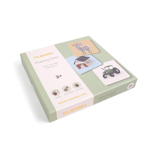 Filibabba Jeu Memory 24 pcs Animaux de la ferme Multicolore  Filibabba Jeu Memory 24 pcs Animaux de la ferme Multicolore