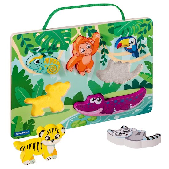 Play+ Puzzle sensoriel dans la jungle Multicolore  Play+ Puzzle sensoriel dans la jungle Multicolore