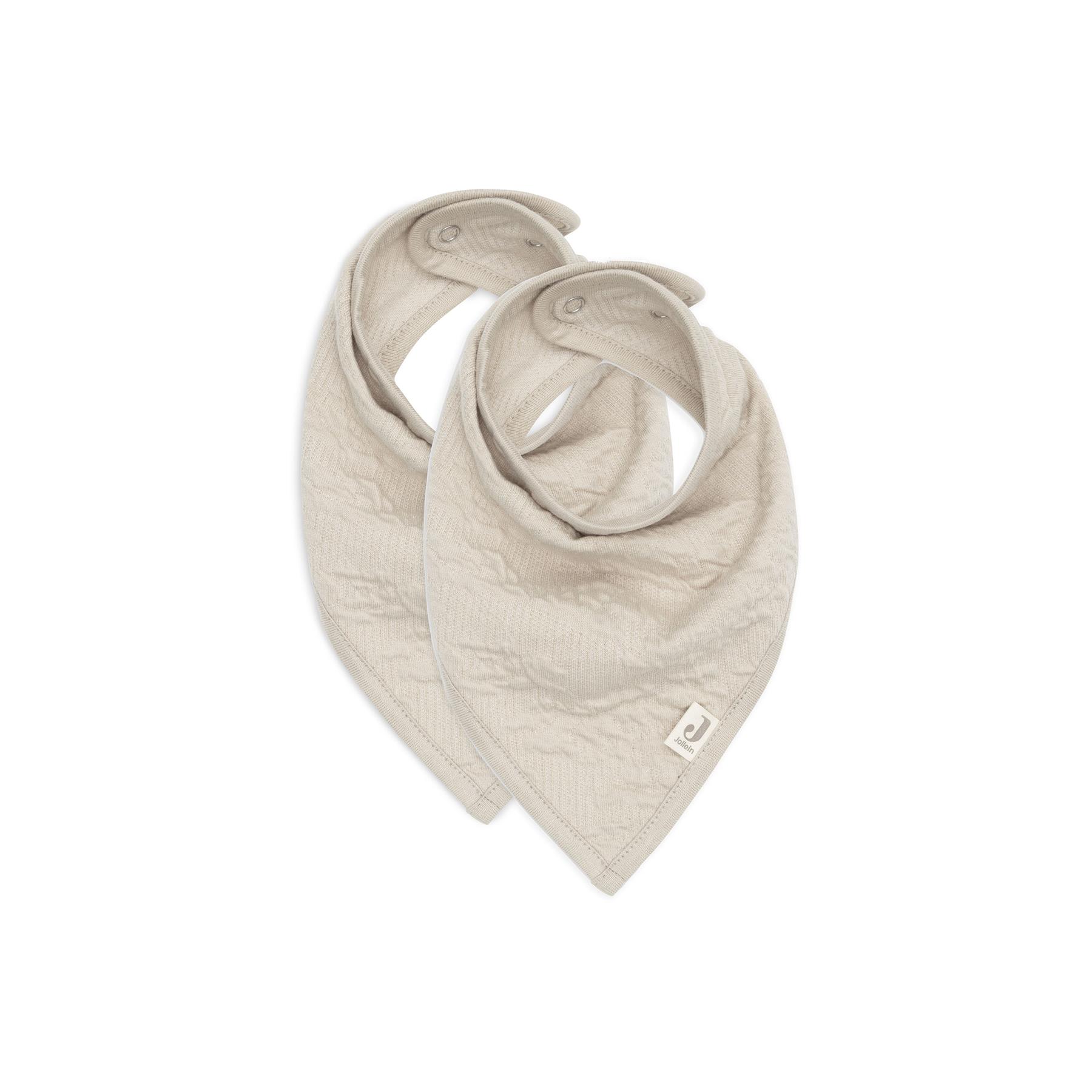 Jollein - Lot de 2 bavoirs bandana soft waves BEIGE Jollein