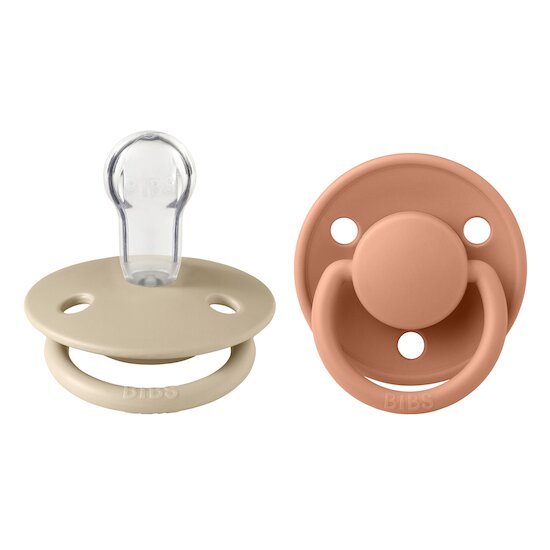 BIBS Tétines De Lux 2 Pack Silicone Vanilla/Peach 