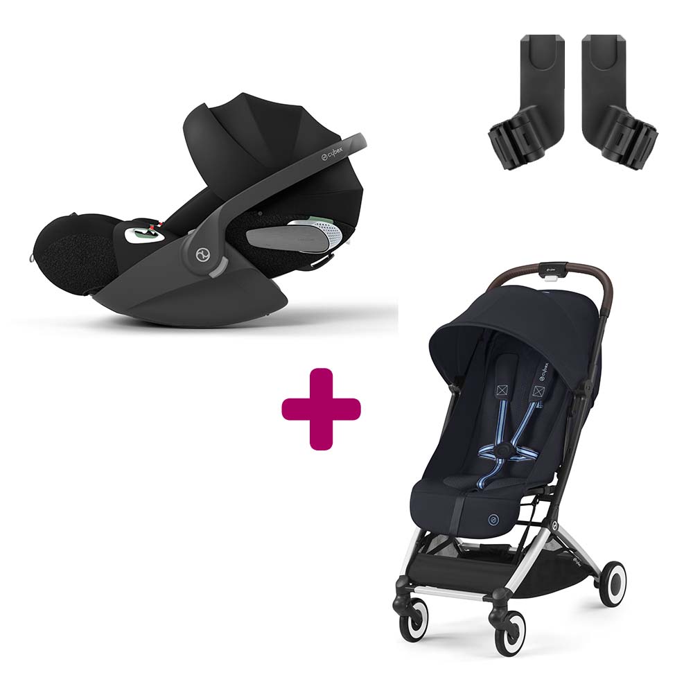 Cybex - Pack Poussette Duo Orfeo Dark Navy Blue + adaptateurs + Coque Cloud T i-Size Sepia Black  Cybex