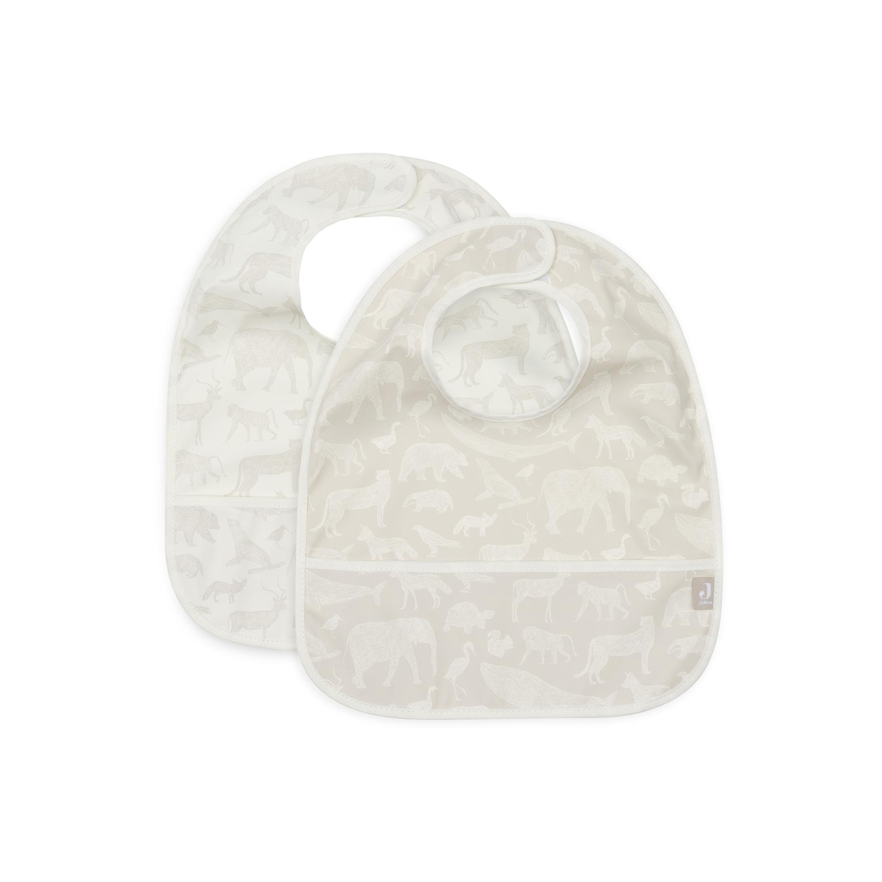 Jollein - Lot de 2 bavoirs imperméable animals BEIGE Jollein