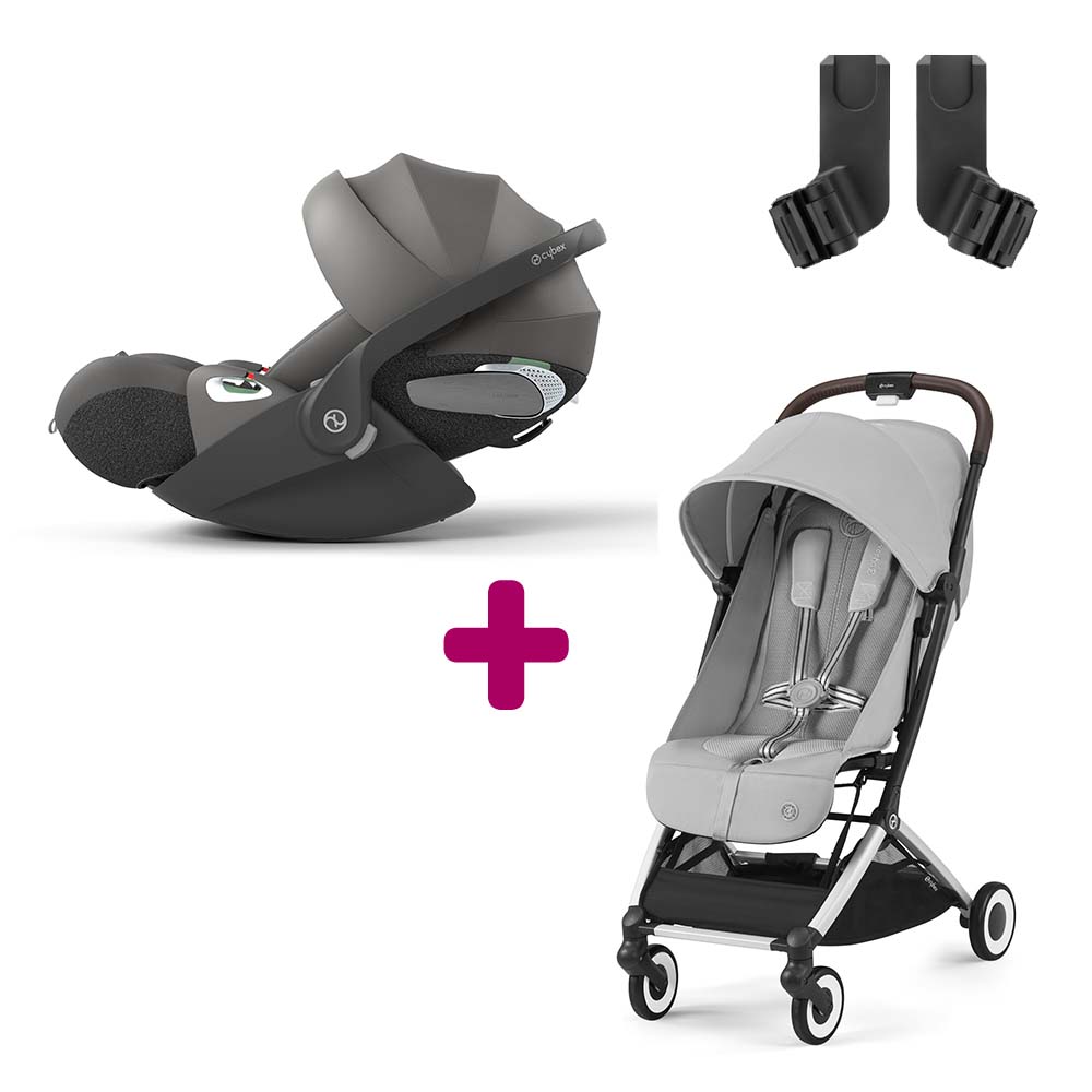 Cybex - Pack Poussette Duo Orfeo Fog Grey + adaptateurs + Coque Cloud T i-Size Mirage Grey  Cybex
