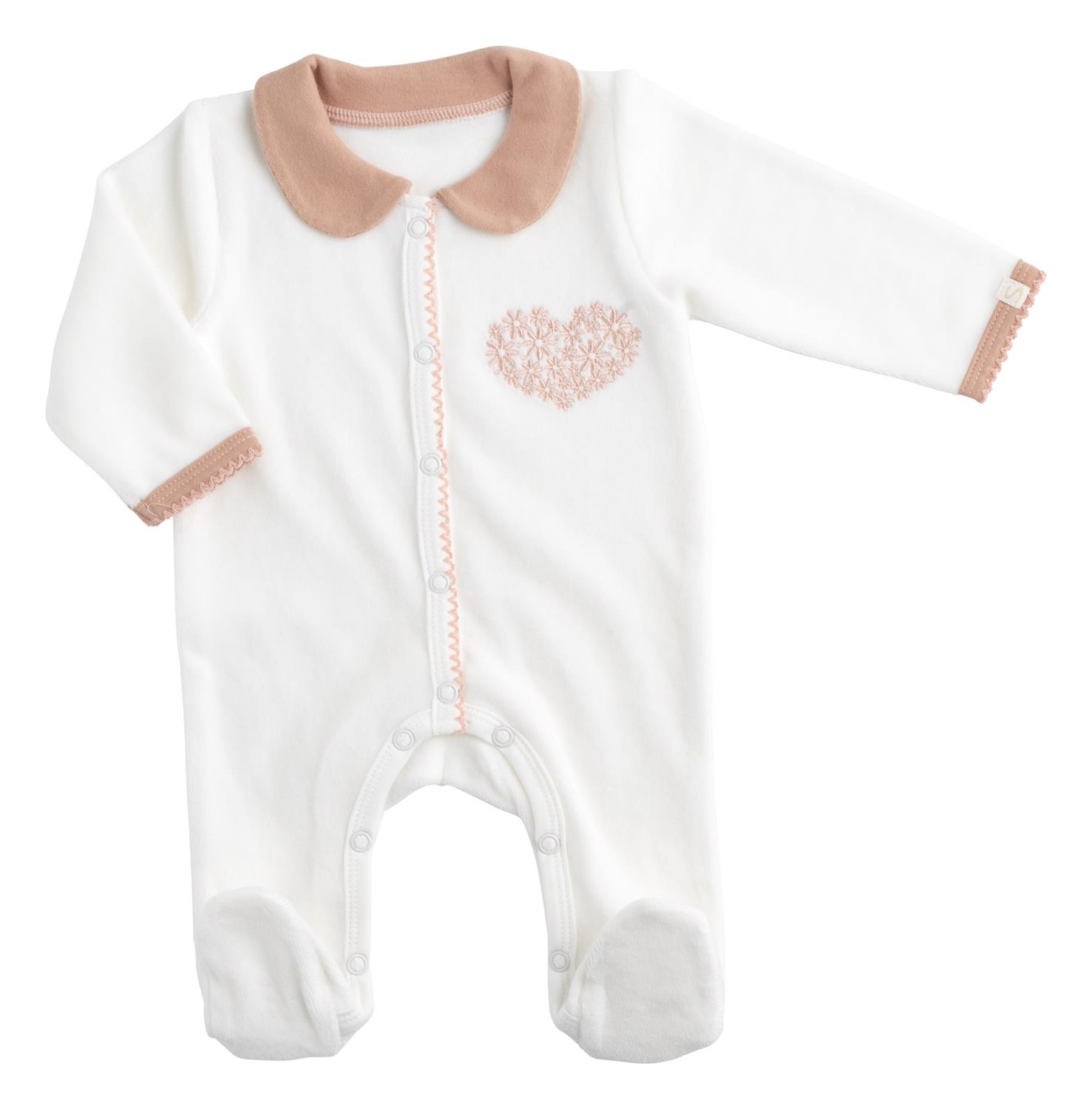 Pyjama avec Col Petit Coeur BEIGE Sauthon