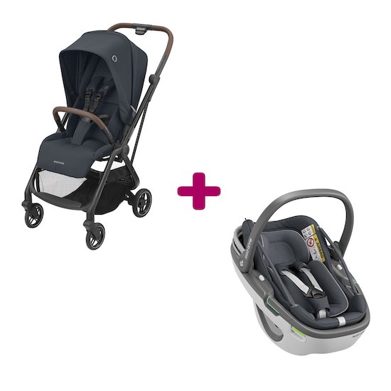 Maxi Cosi Pack poussette duo Leona + coque Coral 360 Essential Graphite  