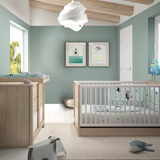 Bébé Lune Chambre Duo Evan : lit 70x140, commode  