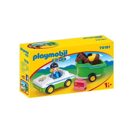 Playmobil Cavalière avec voiture et remorque  