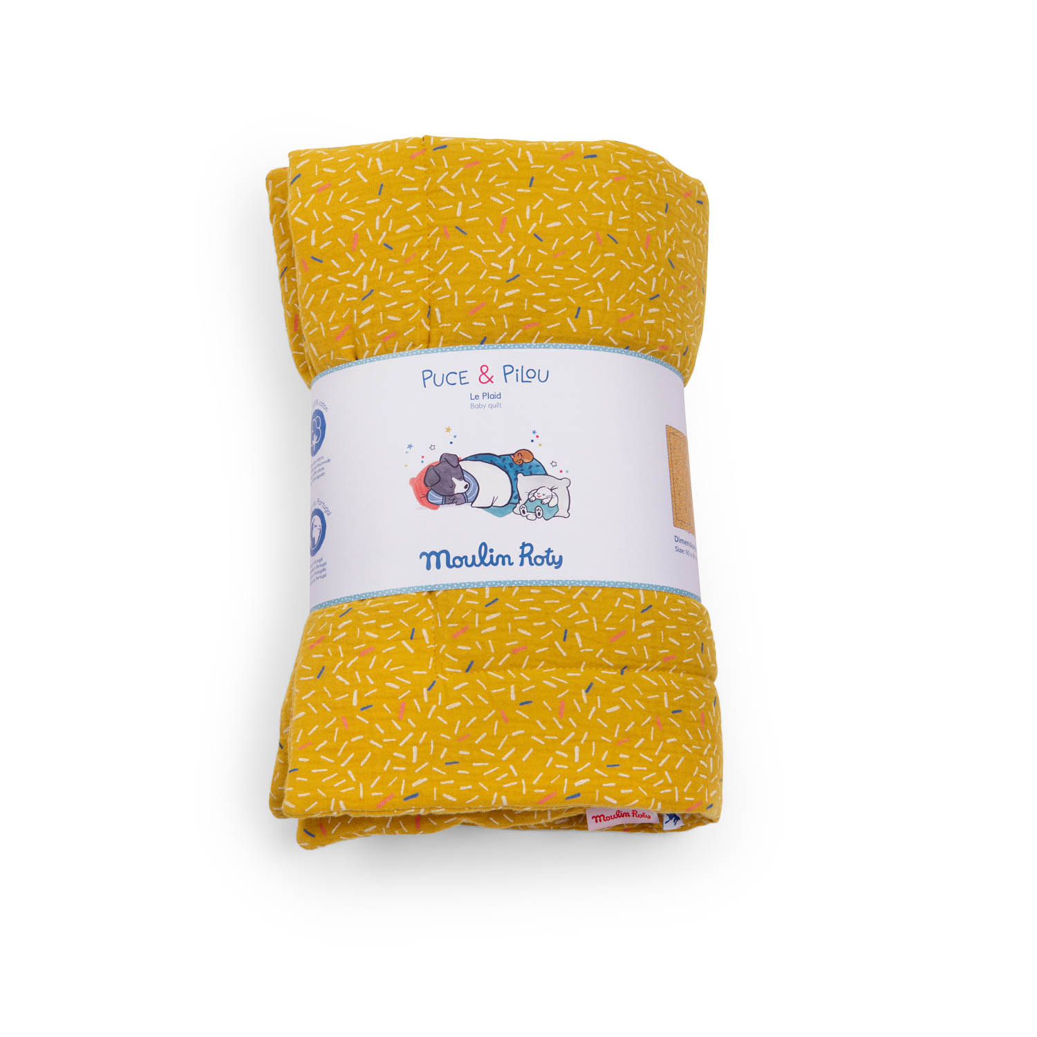 Plaid Puce & Pilou JAUNE Moulin Roty