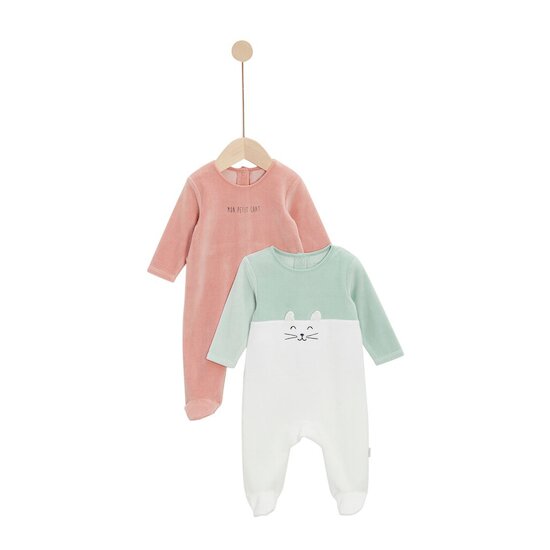 P’tit bisou Lot de 2 Pyjamas Mon Trousseau Chaton Marron Marron Canelle  P’tit bisou Lot de 2 Pyjamas Mon Trousseau Chaton Marron Marron Canelle