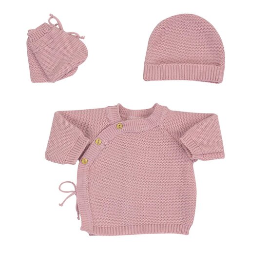Trois Kilos Sept Lot brassière, chaussons et bonnet Vieux rose 0-1M Trois Kilos Sept Lot brassière, chaussons et bonnet Vieux rose 0-1M
