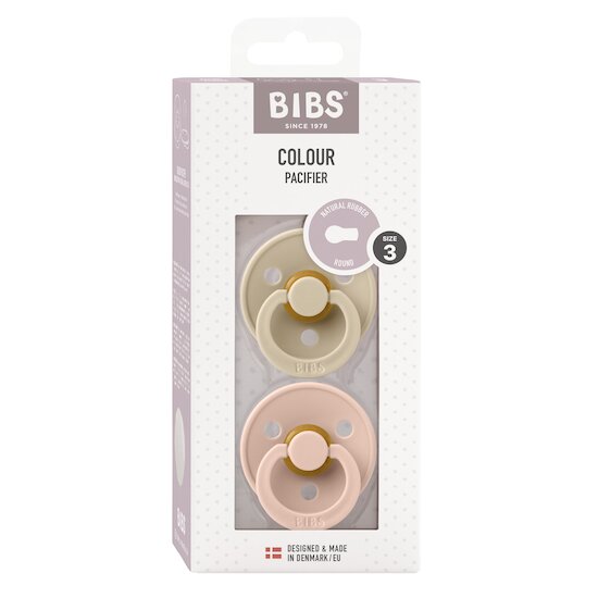 BIBS Tétines Colour 2 Pack Caoutchouc naturel Vanilla/Iron 18 mois+