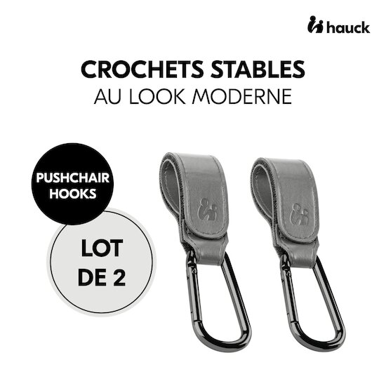Hauck Crochets pour poussette Pushchair Hooks Grey  Hauck Crochets pour poussette Pushchair Hooks Grey