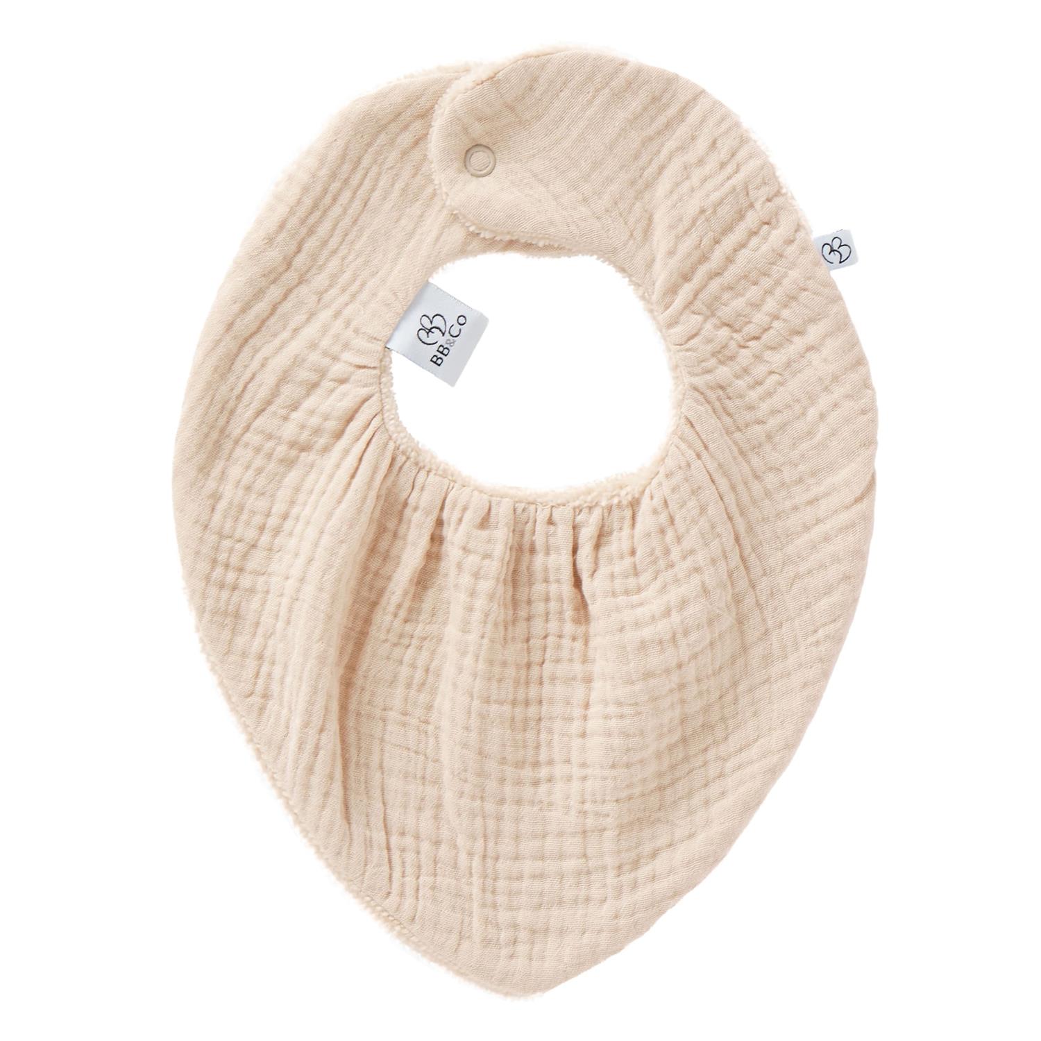 BB & Co - Bavoir-bandana bambou et gaze de coton BEIGE BB&Co