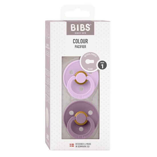 BIBS Tétines Colour 2 Pack Caoutchouc naturel Violet Sky/Mauve 