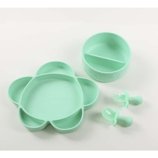 Grabease Coffret repas 4 pièces en silicone avec ventouse Vert Clair 6 mois+ Grabease Coffret repas 4 pièces en silicone avec ventouse Vert Clair 6 mois+