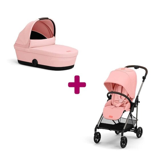 Cybex Pack Poussette Duo Melio 4 Candy Pink + Nacelle Melio 4 Candy Pink  