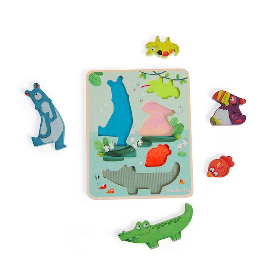 Moulin Roty Puzzle sensoriel Dans la jungle   Moulin Roty Puzzle sensoriel Dans la jungle