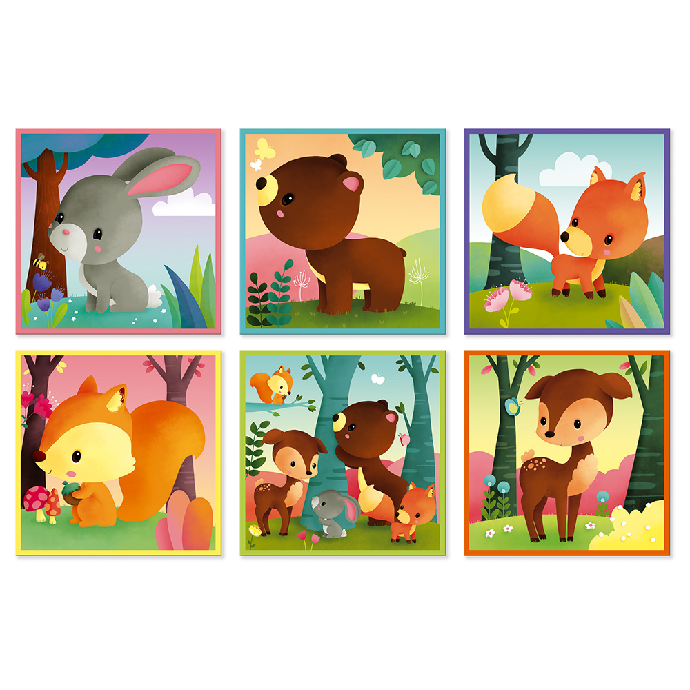 Kubkid - 9 Cubes Animaux De La Foret MULTICOLORE Janod