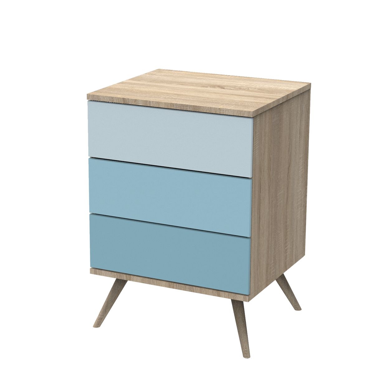 Petite commode 3 tiroirs seventies BLEU Sauthon