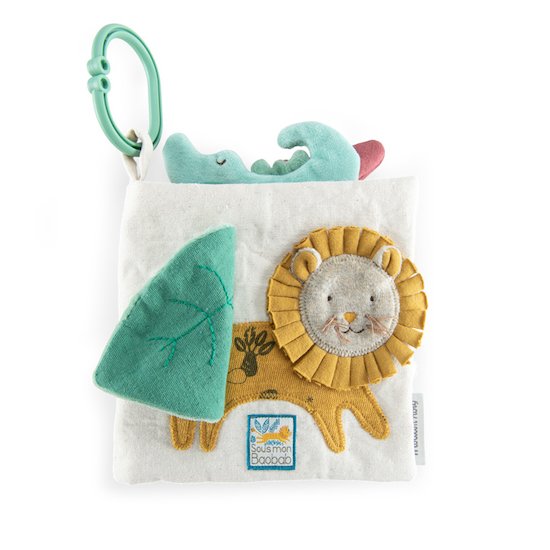 Moulin Roty Livre tissu d'activités Sous mon baobab   Moulin Roty Livre tissu d'activités Sous mon baobab