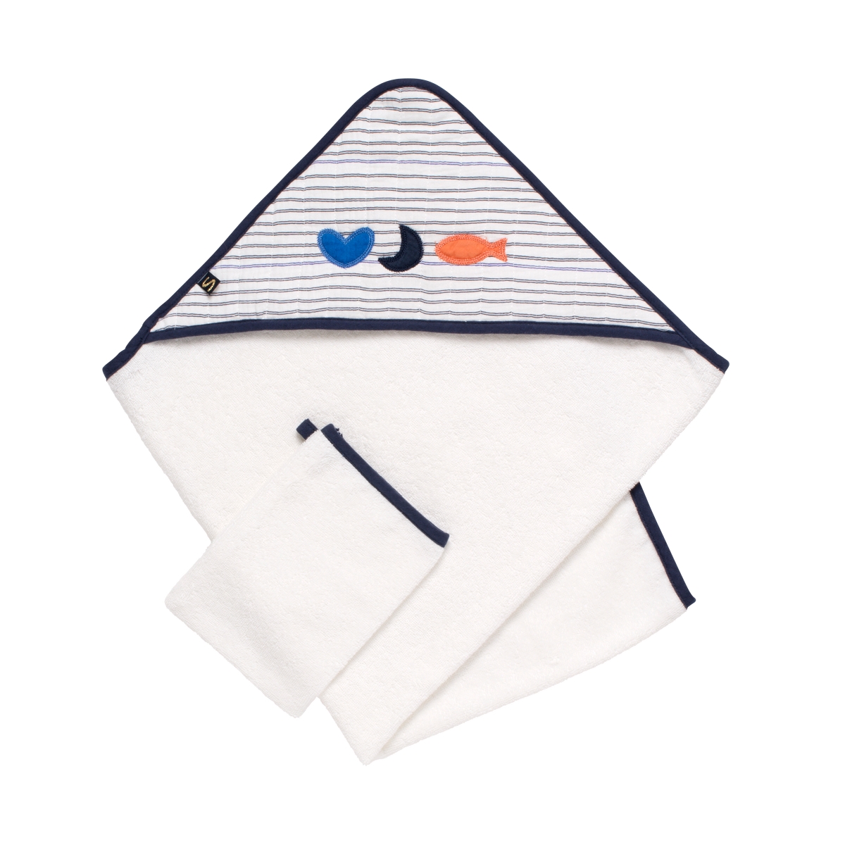 Cape de bain et gant Baby Sailor BLEU Sauthon