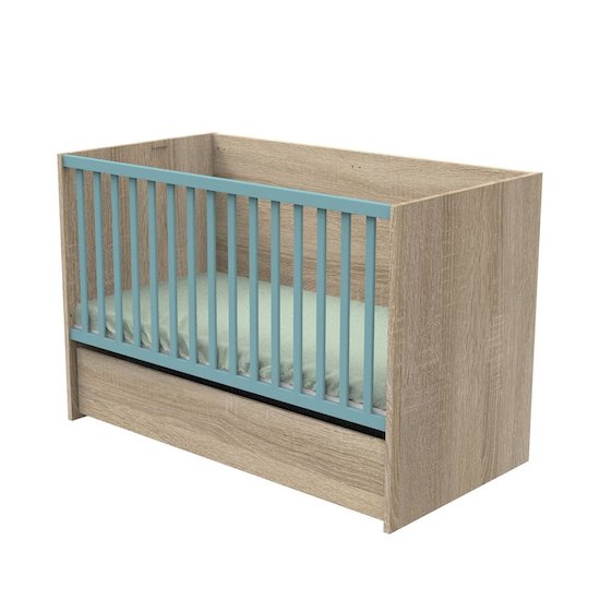 Sauthon Lit 140x70 évolutif en 90x200 et 140x200 Nova Chêne Doré - Blanc Lin 70x140 cm