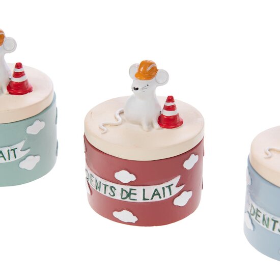 Amadeus Boite à dent Chantier 3 assortiments Bleu Amande et Rouge 