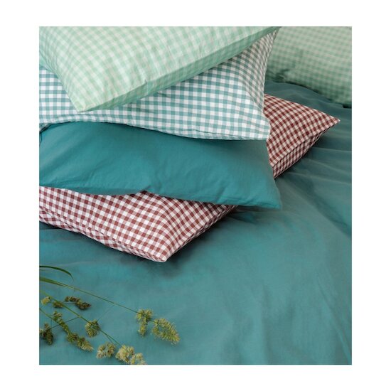 Kadolis Taie d'oreiller Percale de Coton Bio Vichy Vichy Azur 