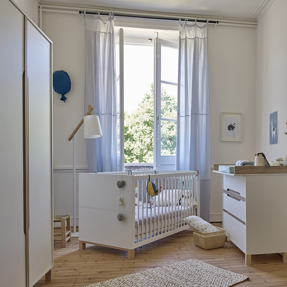 Chambre bébé complète Céleste : lit 70X140, commode, armoire Galipette