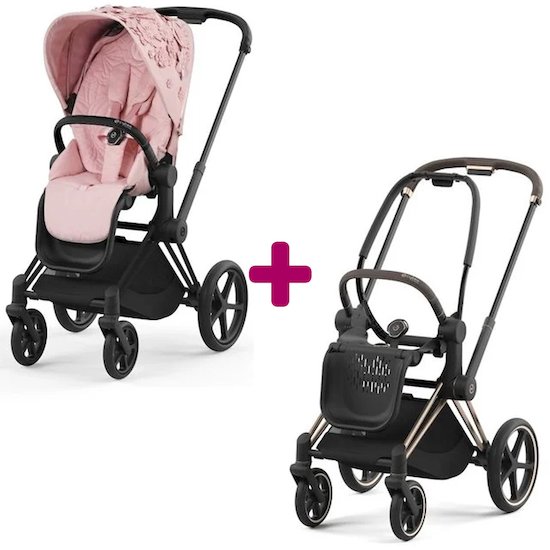 Poussette Priam 2022 Rosegold + siège Simply Flowers Pink, Cybex