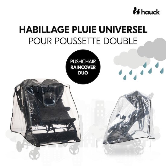 Hauck Habillage pluie poussette double Pushchair Duo Transparent  Hauck Habillage pluie poussette double Pushchair Duo Transparent