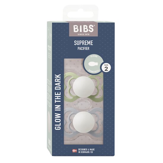 BIBS Tétines Supreme 2 Pack Silicone Sage Glow/Cloud Glow 