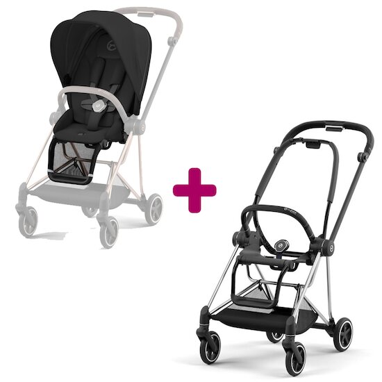 Cybex Pack Châssis poussette Mios chrome black + Siège Sepia Black  