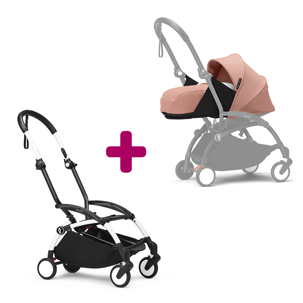 Stokke - Pack chassis poussette YOYO³ Blanc + pack nouveau-né 0+ YOYO³ Ginger  Stokke