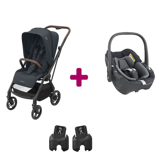 Maxi Cosi Pack poussette duo Léona 2 + pebble 360 essential graphite  