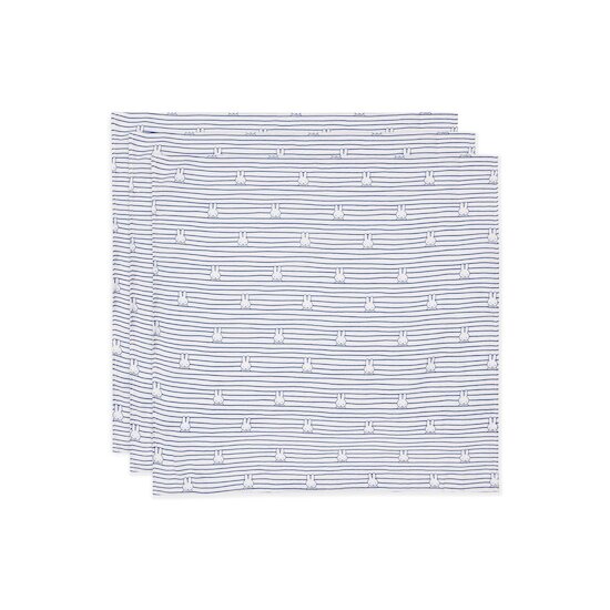 Jollein Lange gaze Coton Small  Miffy Stripe 3 pcs Blue 70x70 cm