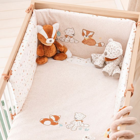 Babymam Parure de lit pour bébé 2 pièces avec taie d'oreiller/Housse de Couette pour lit bébé Motif échelle Rose 