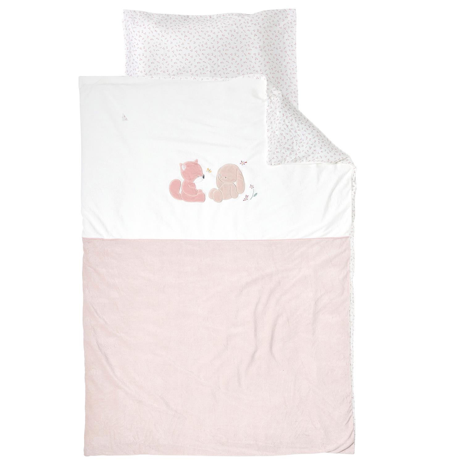 Housse de couette et taie Alice et Pomme ROSE Nattou