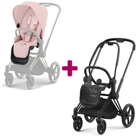 Cybex Pack Chassis Priam matt black & Siège Peach Pink  