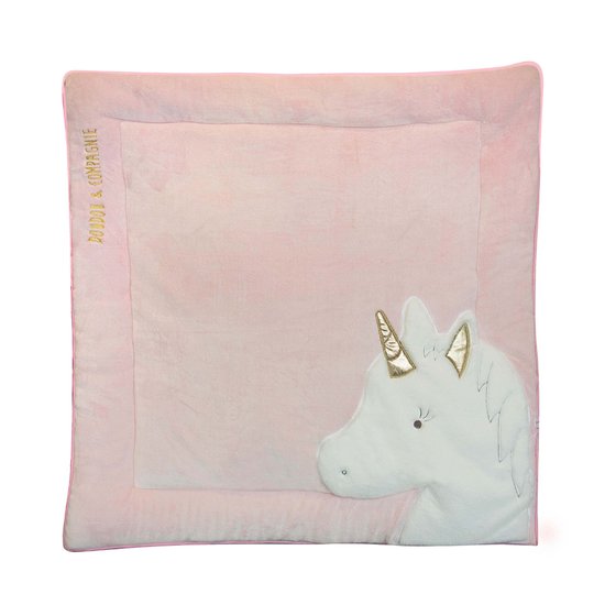 Doudou & Compagnie Tapidou - licorne Rose 100x100 cm