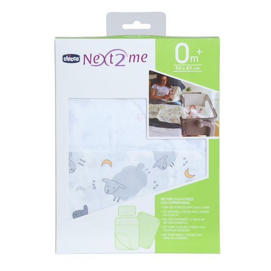 Chicco Parure berceau 3 pièces Next2Me Grey Sheep  Chicco Parure berceau 3 pièces Next2Me Grey Sheep
