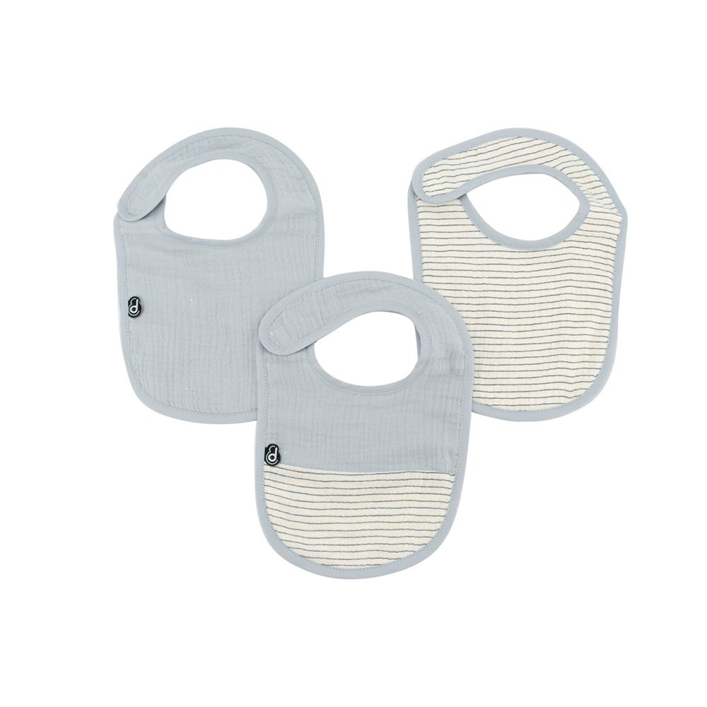 Domiva - Lot de 3 bavoirs mousseline GRIS Domiva