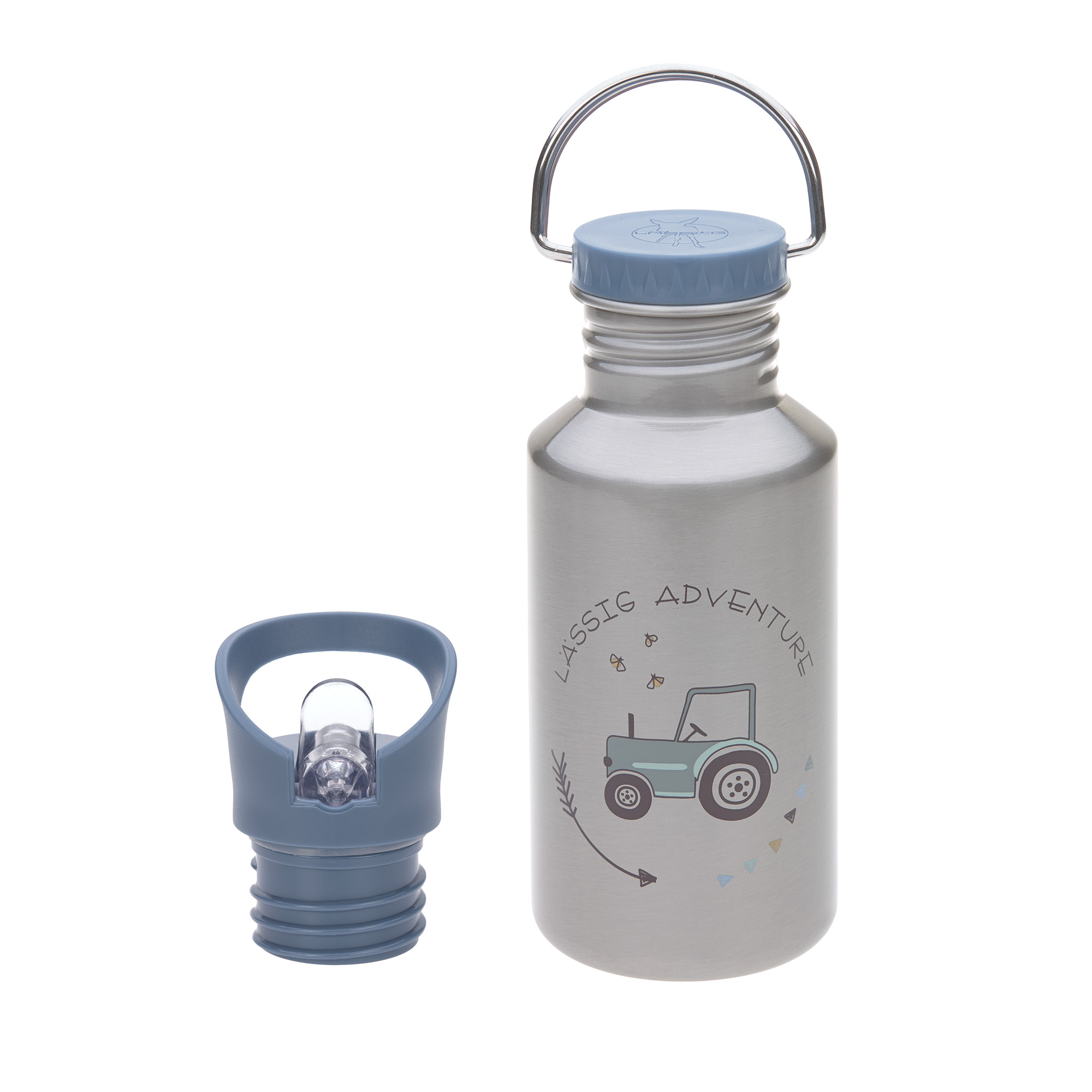 Lässig - Gourde pour enfant inox adventure tracteur BLEU Lässig