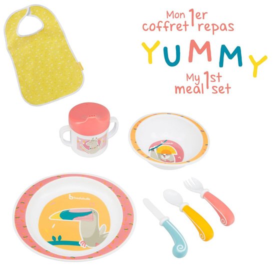 Badabulle Coffret repas 7 pièces Yummy Corail 
