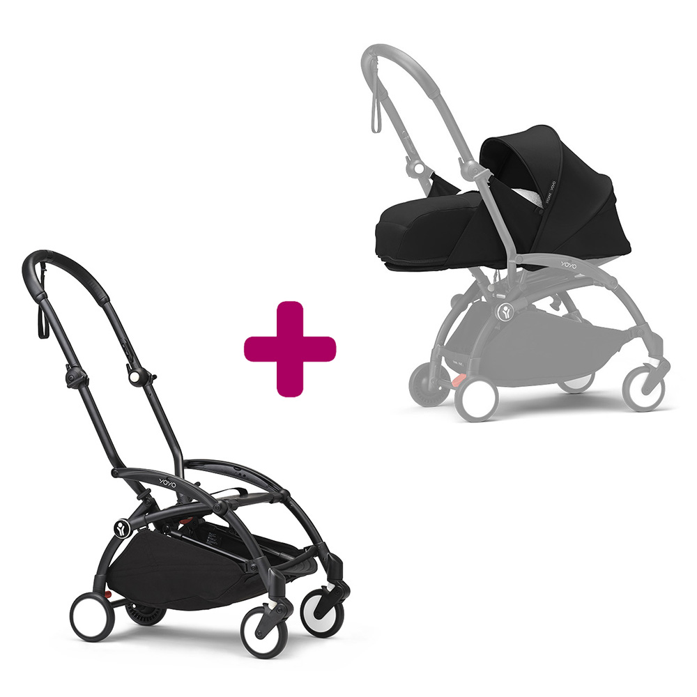 Stokke - Pack chassis poussette YOYO³ Noir + pack nouveau-né 0+ YOYO³ Noir  Stokke
