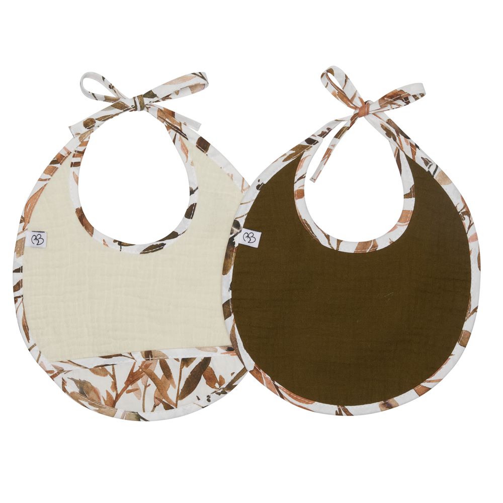 2 bavoirs naissance en gaze MARRON BB&Co