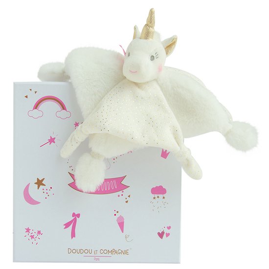 Doudou & Compagnie Doudou Licorne Blanc Et Or 22 cm