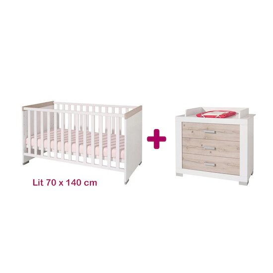 Yuny by Paidi Chambre bébé duo Ayden : lit 70x140, commode   Yuny by Paidi Chambre bébé duo Ayden : lit 70x140, commode