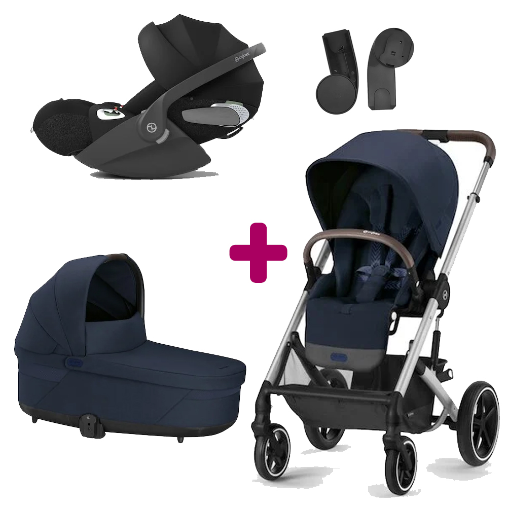 Pack poussette trio Balios S Lux ocean blue + nacelle Cot S Lux Ocean blue + coque Cloud T i-size Sepia Black Cybex